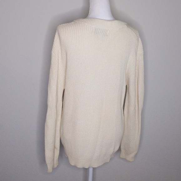 J.O.A. Lace-Up Front Sweater Ivory Cream Pullover Neutral Knit Top Women’s Med - Picture 5 of 10